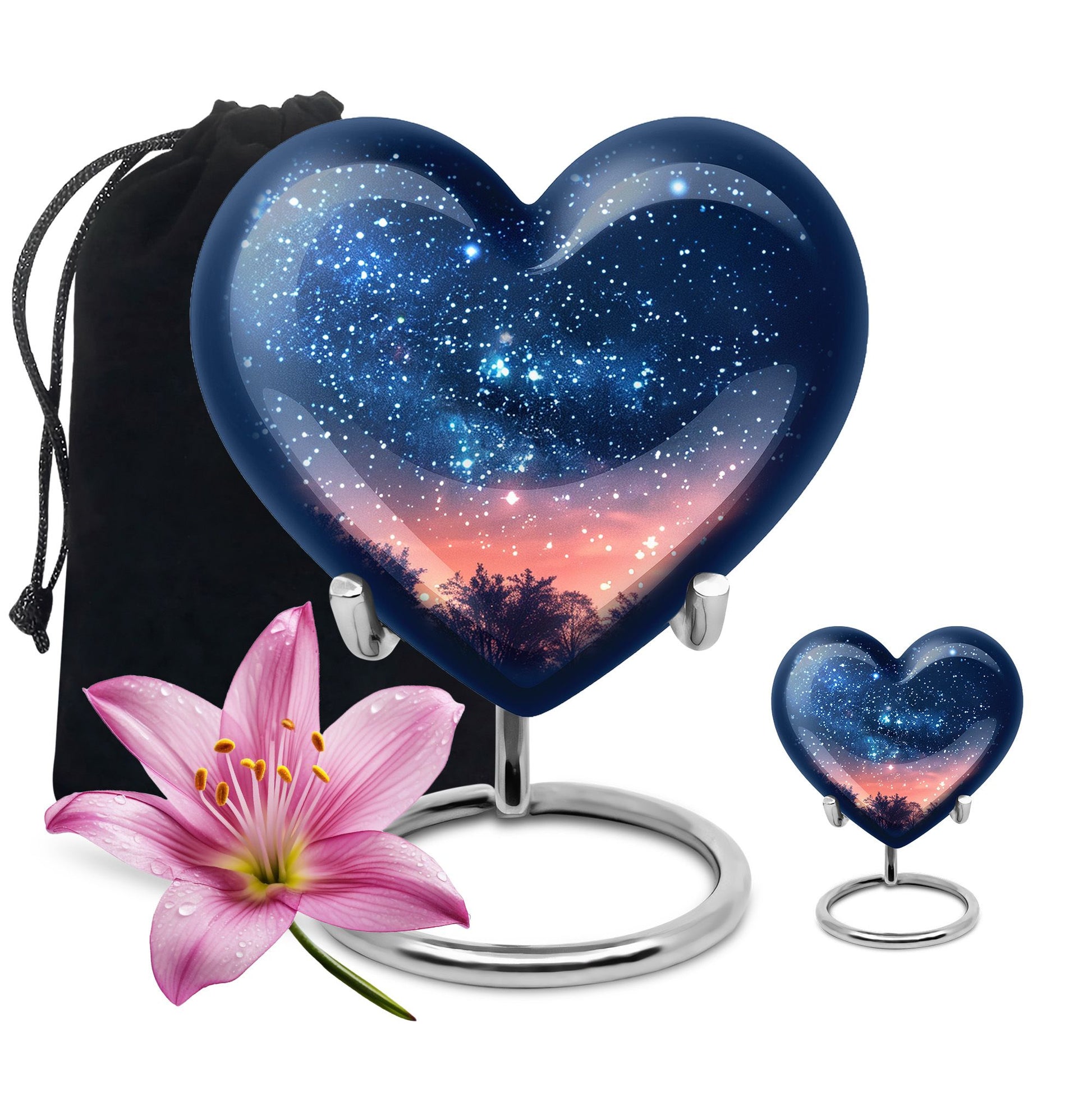 Majestic Sky Theme Large Urn With 1 Keepsake Urn