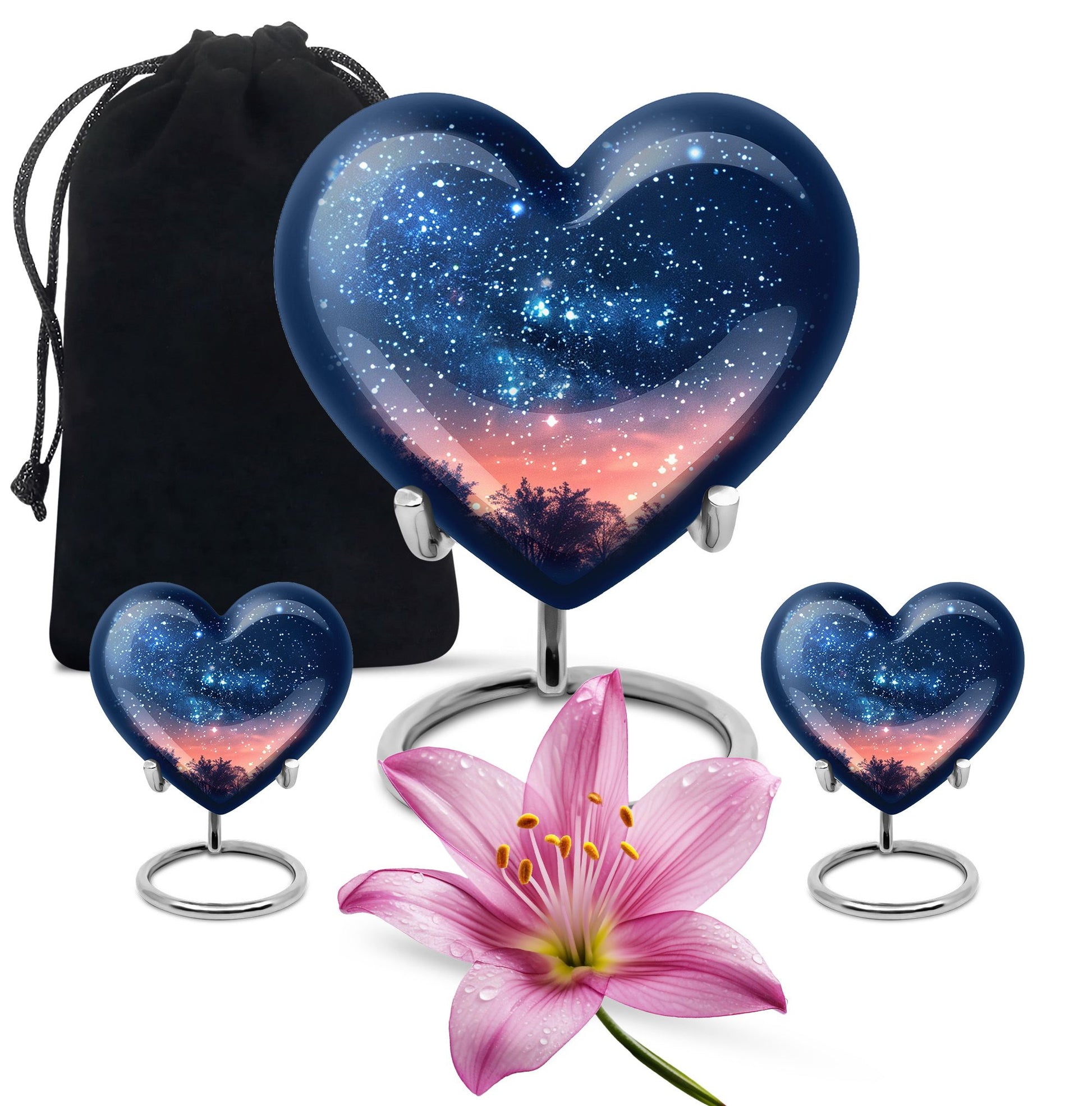 Majestic Sky Theme Large Urn With 2 Keepsake Urn