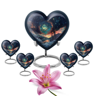 Majestic Sky Theme Large Urn With 4 Keepsake Urn