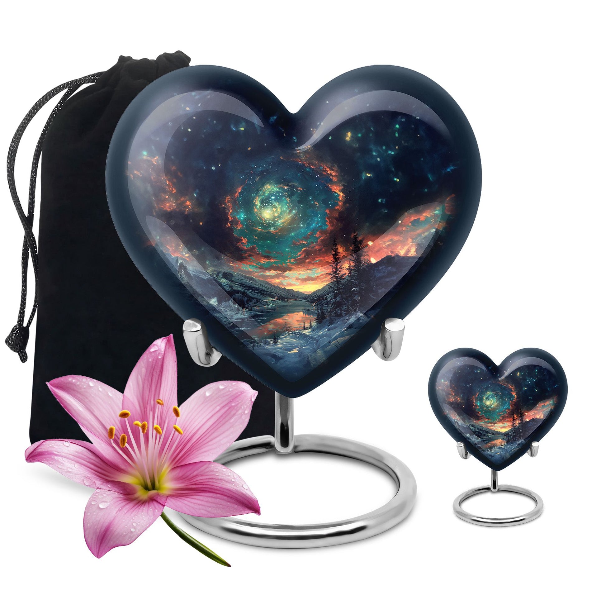 Majestic Sky Theme Large Urn With 1 Keepsake Urn