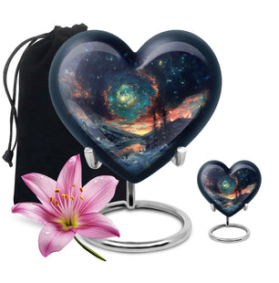 Majestic Sky Theme Large Urn With 1 Keepsake Urn