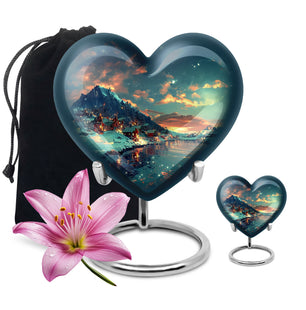 Majestic Sky Theme Large Urn With 1 Keepsake Urn