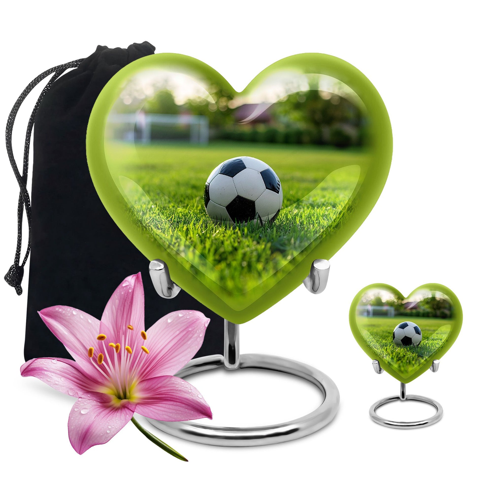 Foothball Theme Large Urn With 1 Keepsake Urn