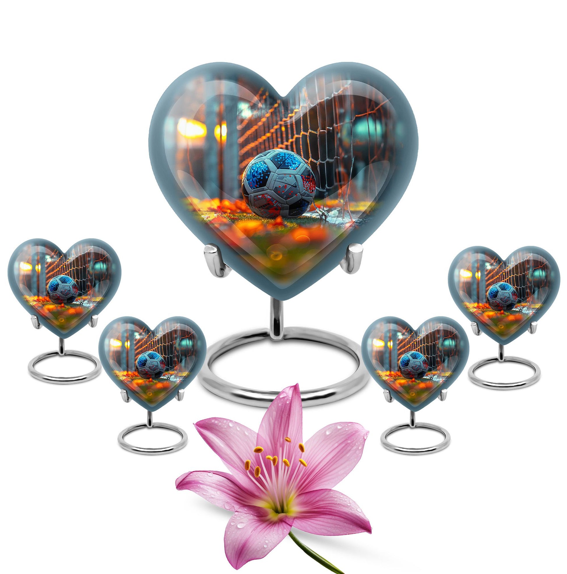 Foothball Theme Large Urn With 4 Keepsake Urn