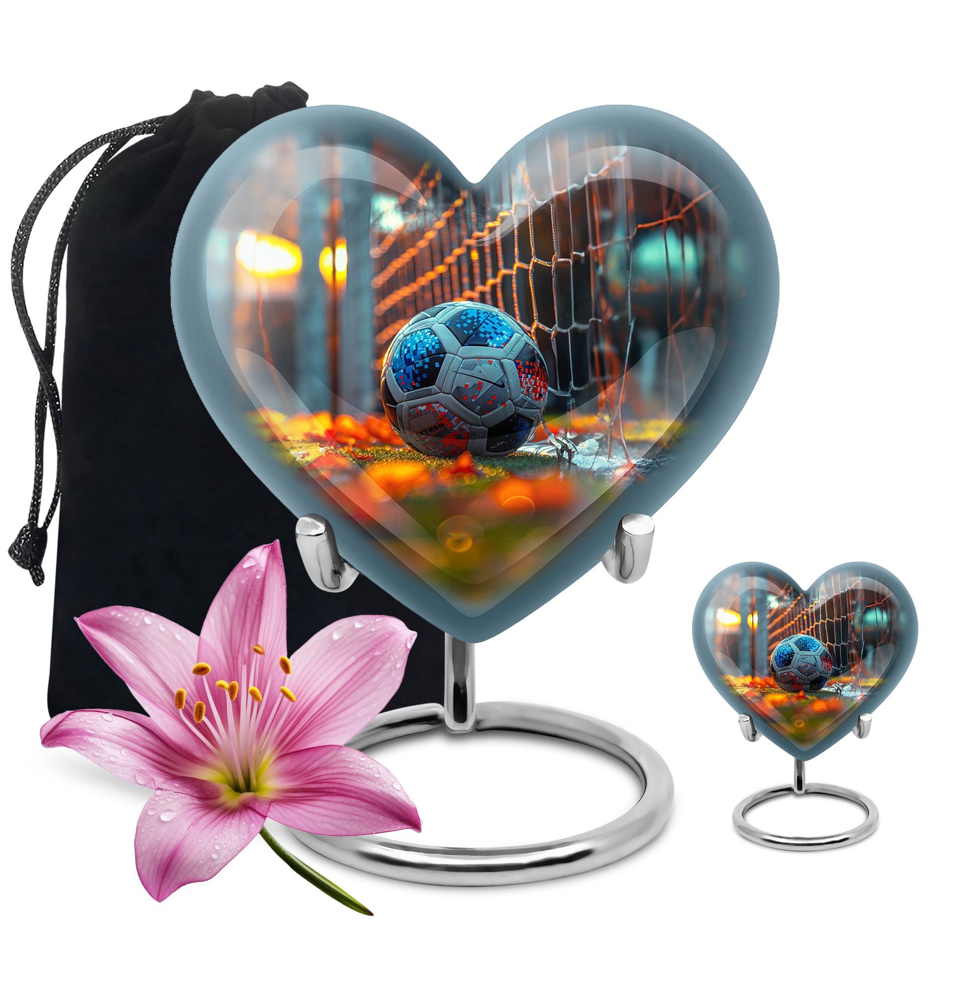 Foothball Theme Large Urn With 1 Keepsake Urn
