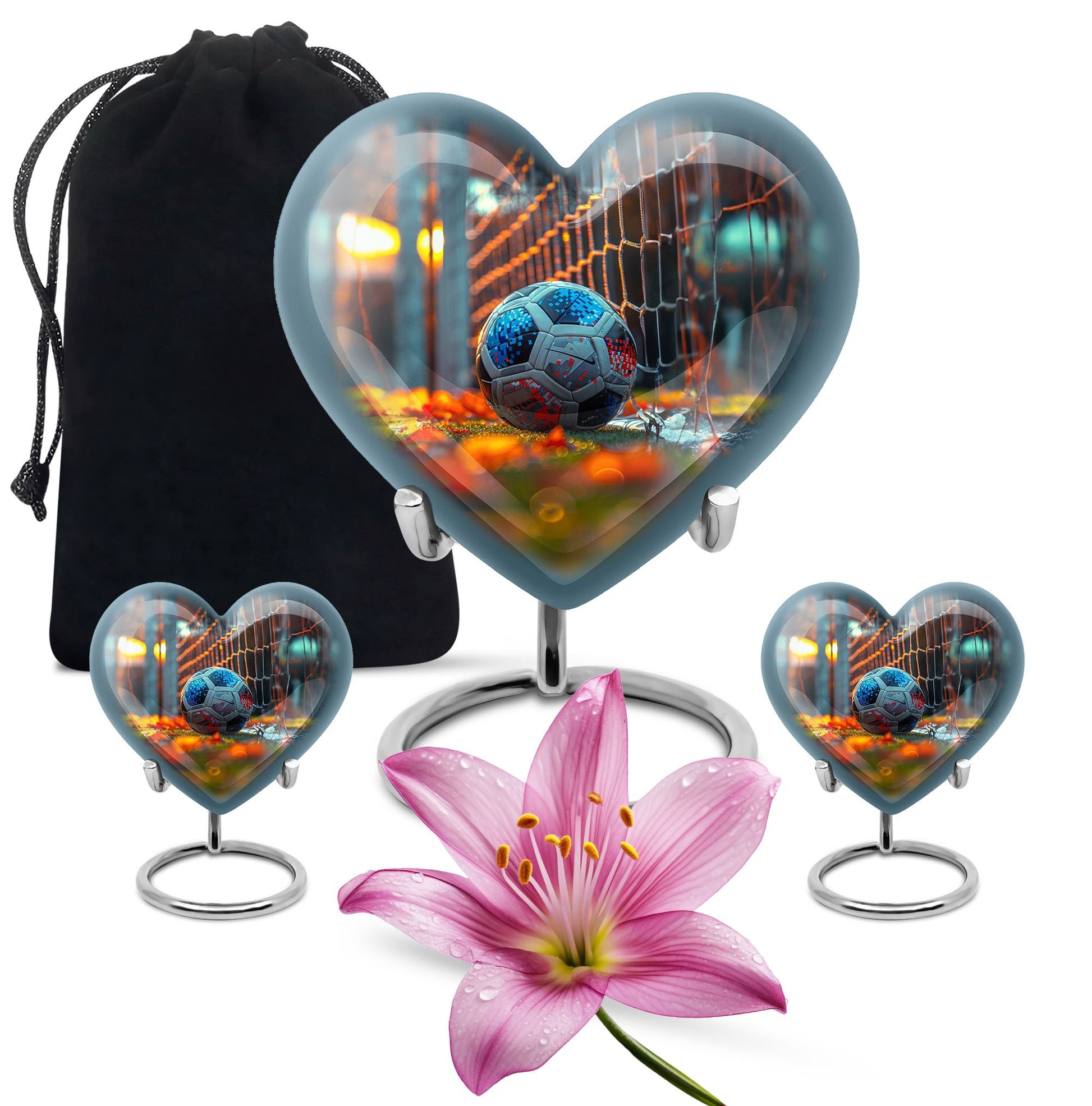 Foothball Theme Large Urn With 2 Keepsake Urn