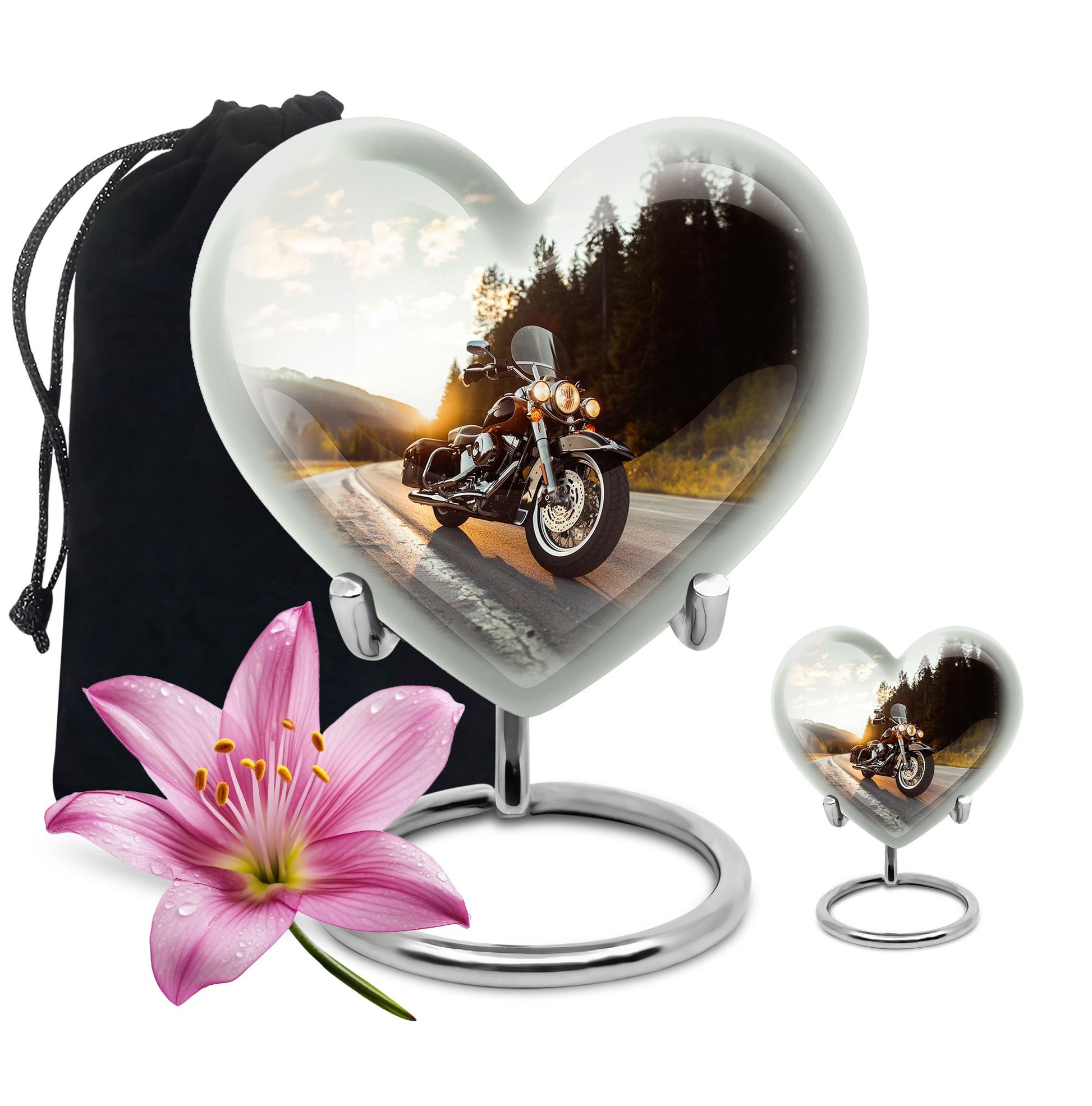 Bike Theme Large Urn With 1 Keepsake Urn