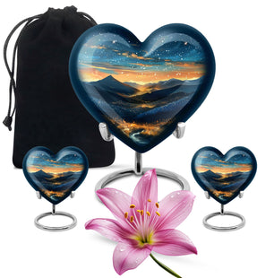 Majestic Sky Theme Large Urn With 2 Keepsake Urn