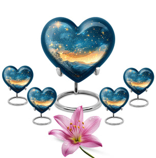 Majestic Sky Theme Large Urn With 4 Keepsake Urn