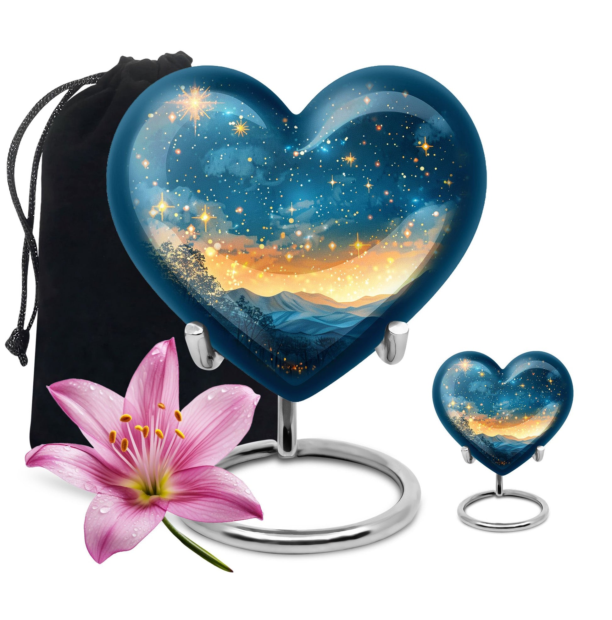 Majestic Sky Theme Large Urn With 1 Keepsake Urn