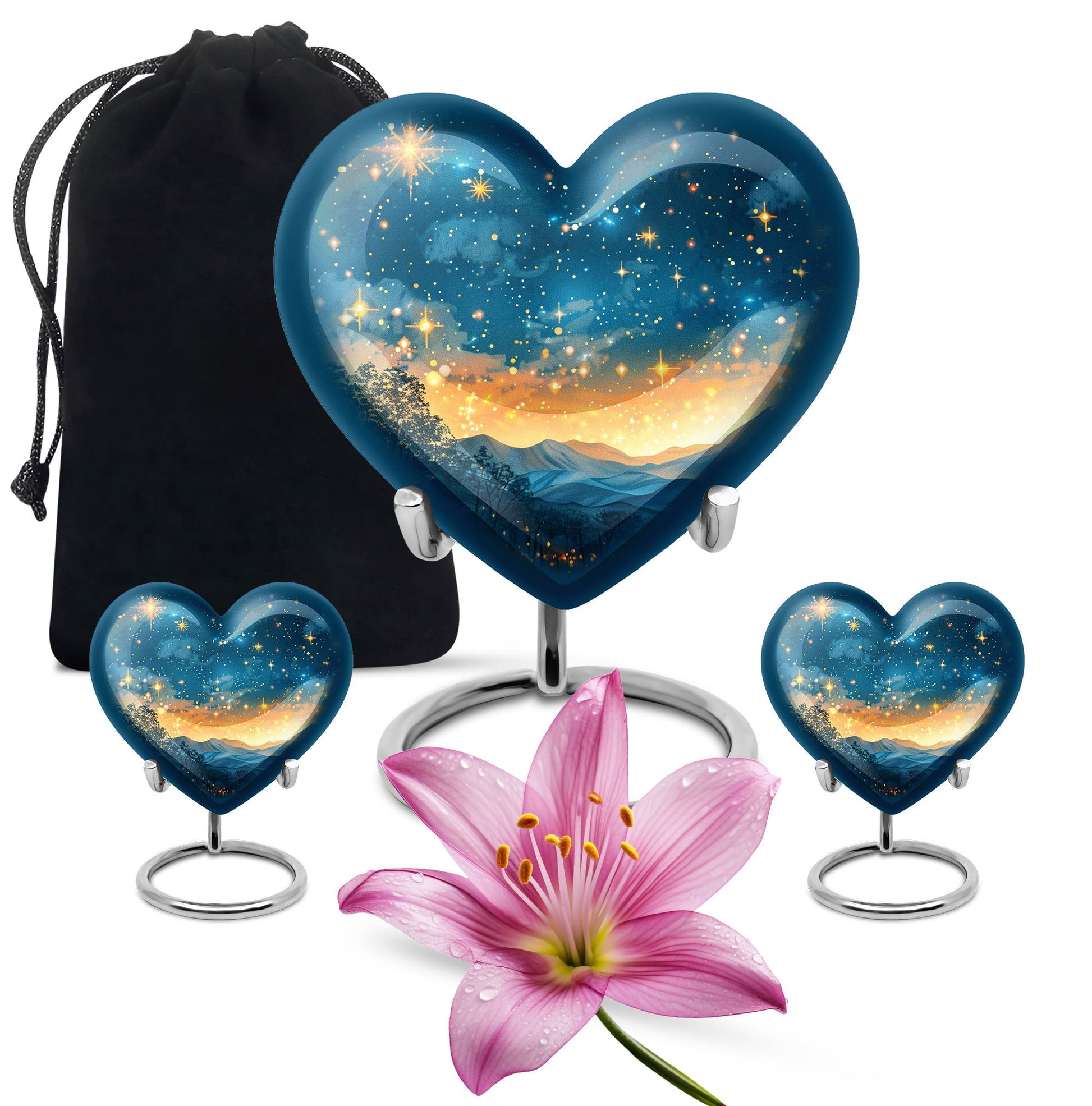 Majestic Sky Theme Large Urn With 2 Keepsake Urn