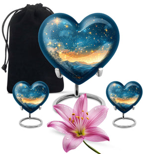 Majestic Sky Theme Large Urn With 2 Keepsake Urn