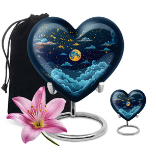 Majestic Moon Theme Large Urn With 1 Keepsake Urn