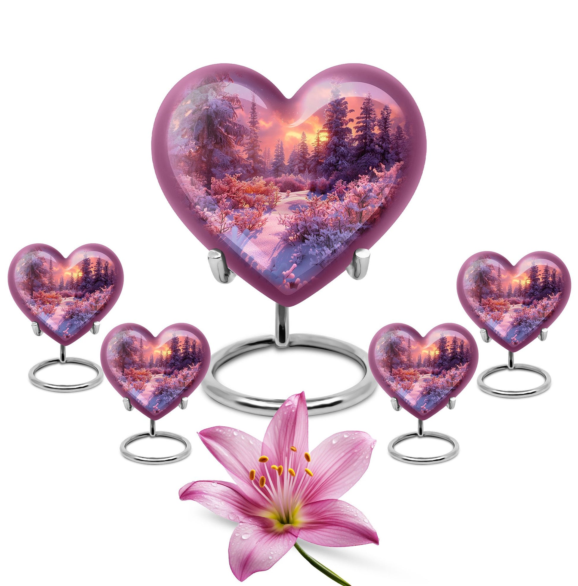Majestic Sky Theme Large Urn With 4 Keepsake Urn