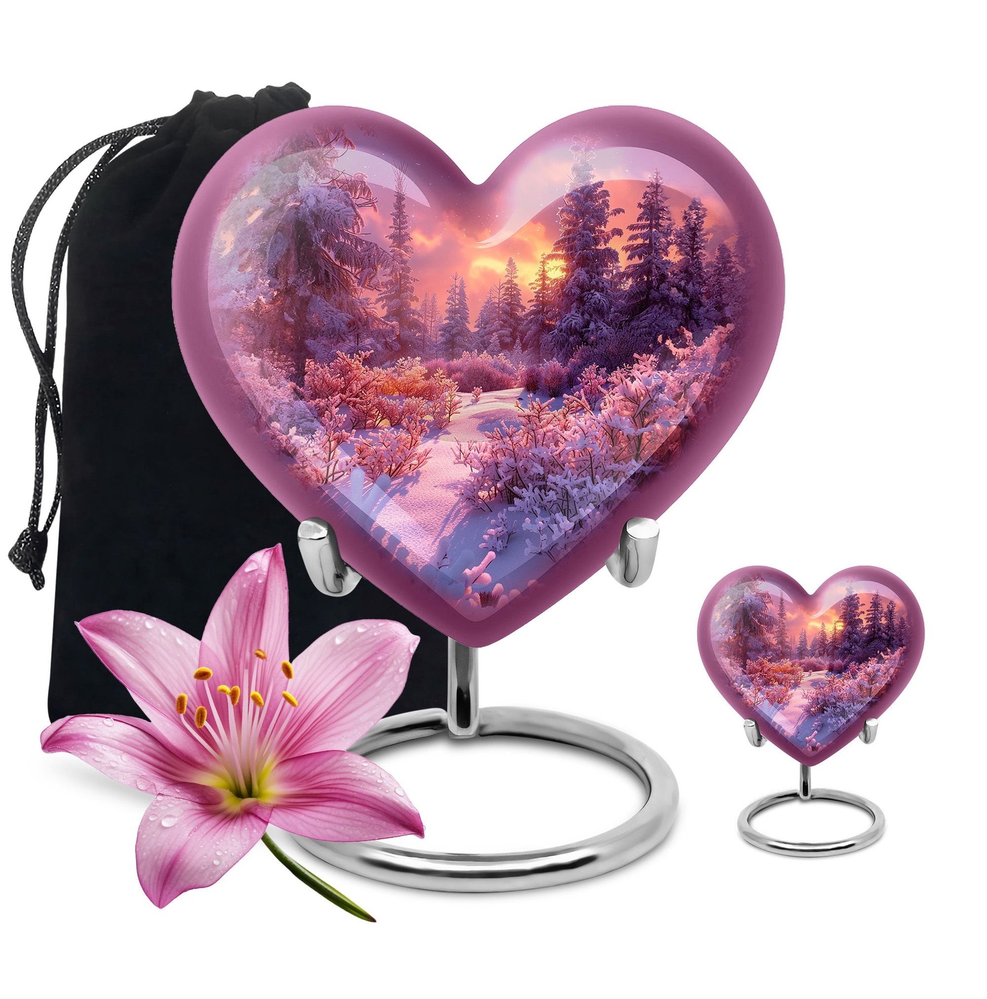 Majestic Sky Theme Large Urn With 1 Keepsake Urn