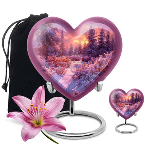 Majestic Sky Theme Large Urn With 1 Keepsake Urn