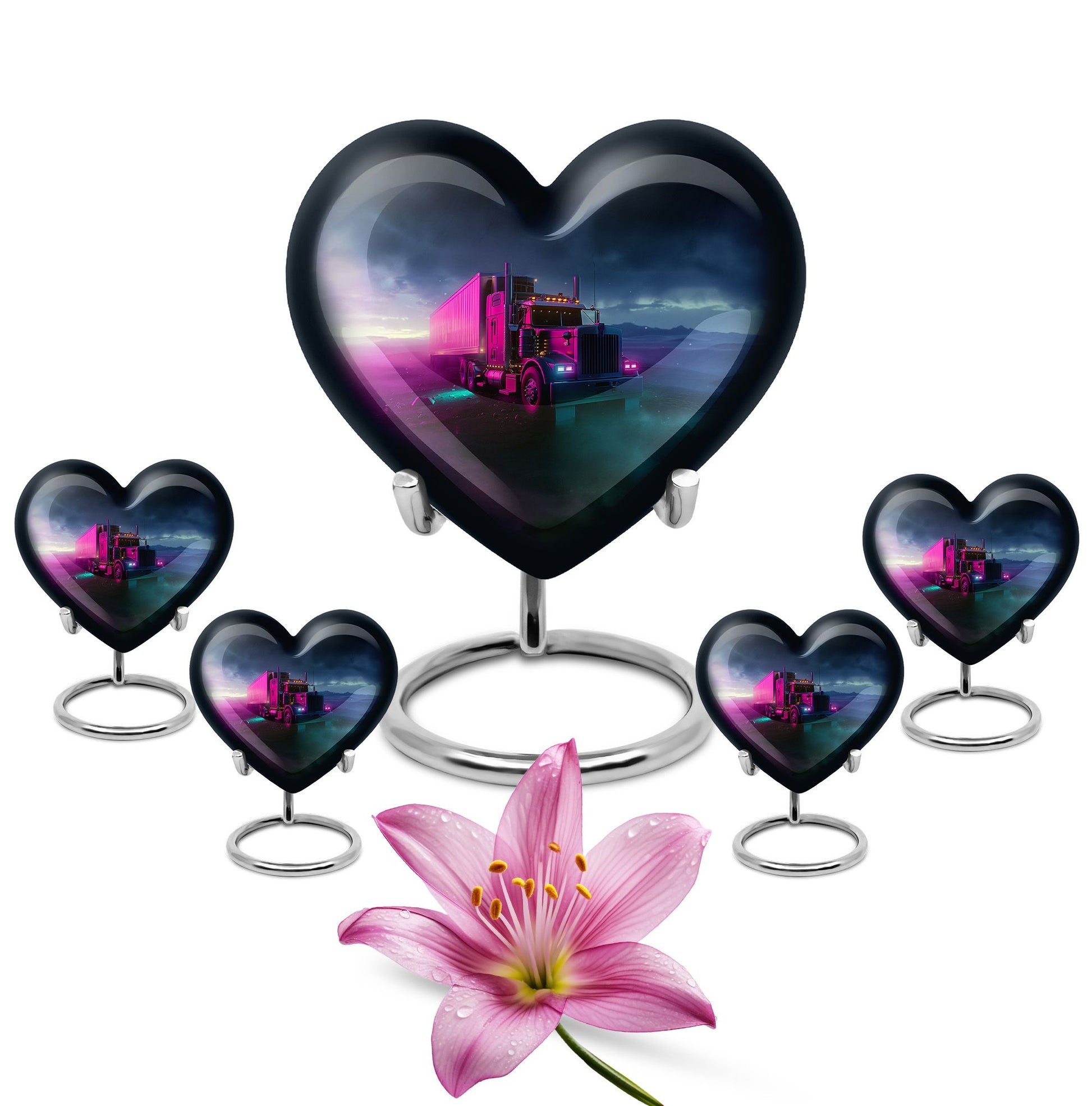 Heart Shaped  Large Urn With 4 Keepsake
