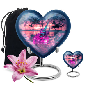 Guitar Theme Large Urn With 1 Keepsake Urn