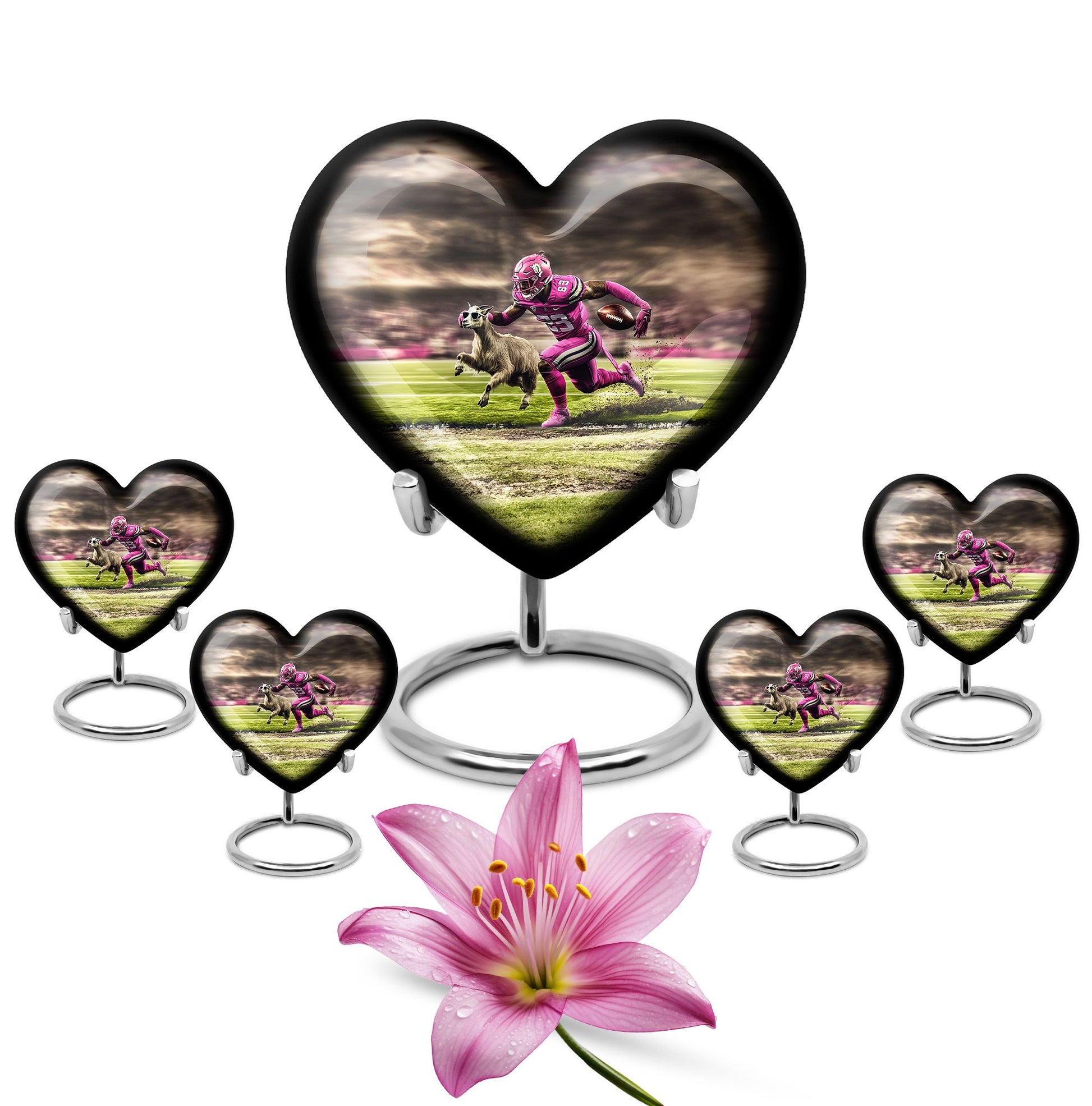 Football Theme Large Urn With 4 Keepsake Urn