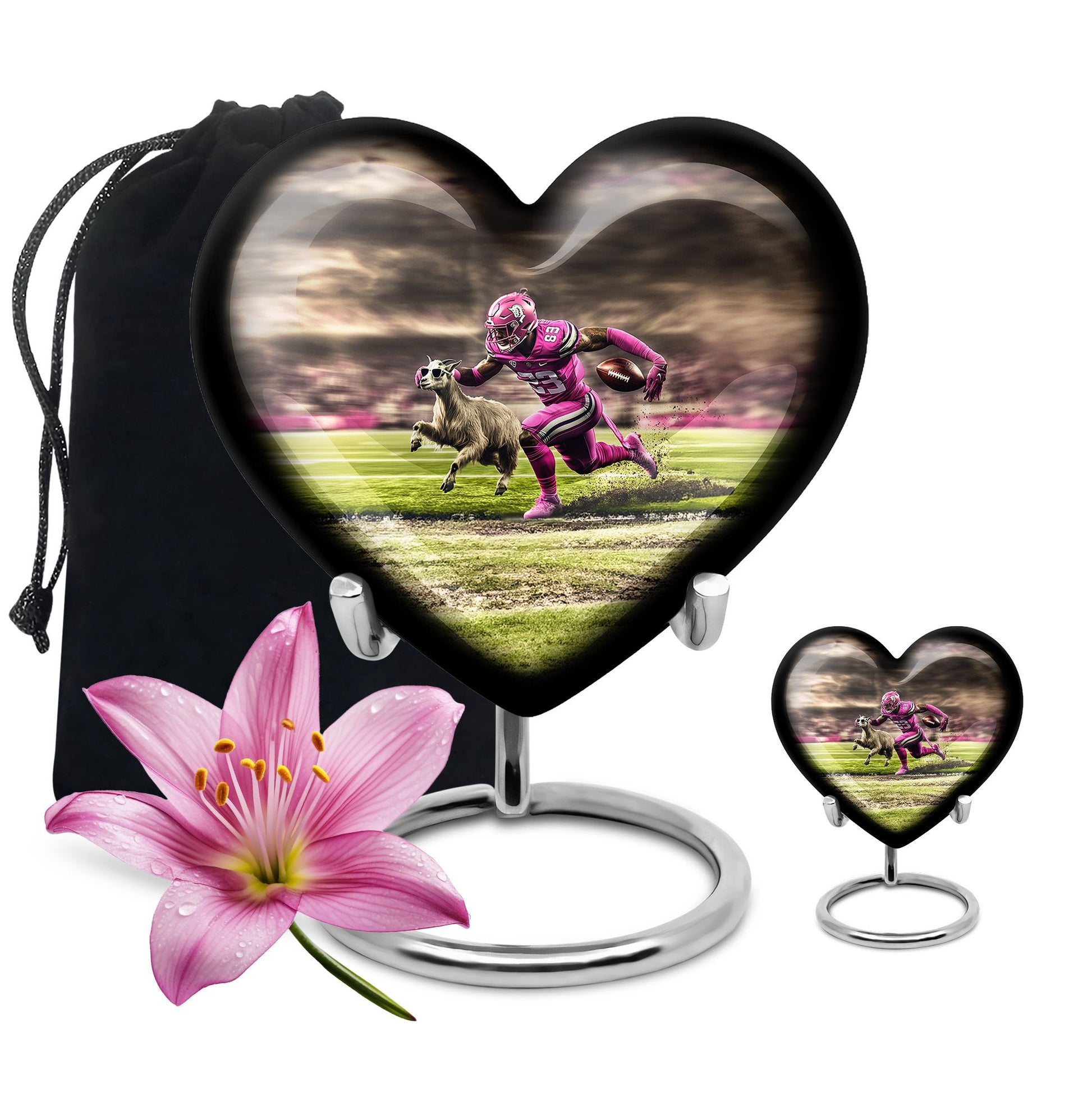 Football Theme Large Urn With 1 Keepsake Urn