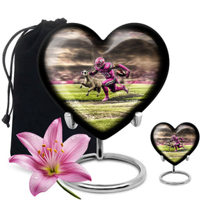 Football Theme Large Urn With 1 Keepsake Urn