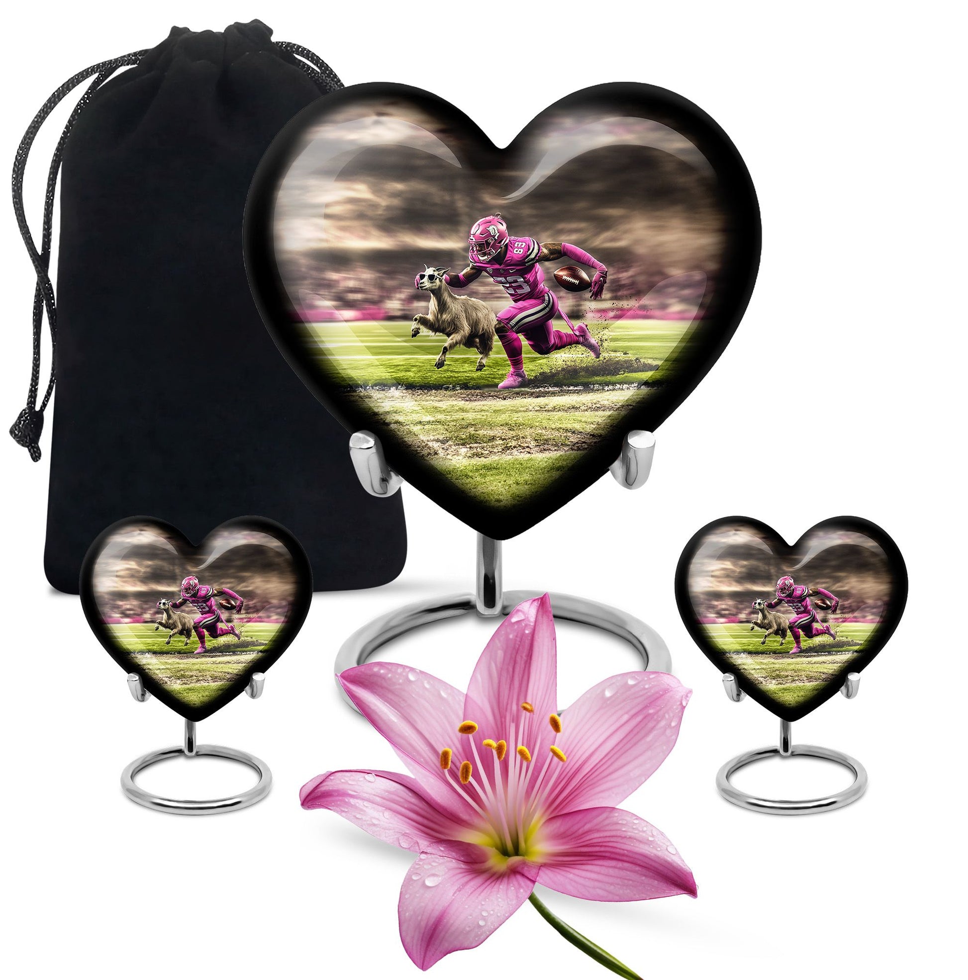 Football Theme Large Urn With 2 Keepsake Urn