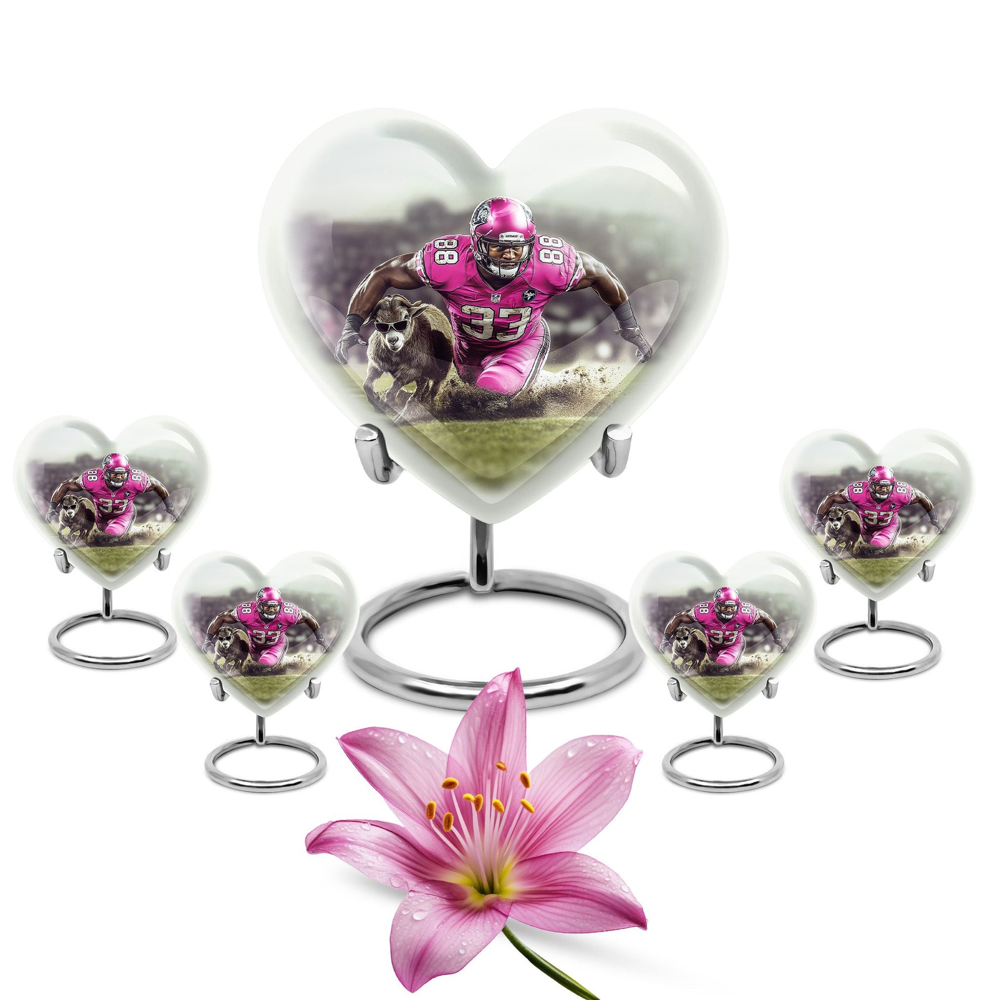 Football Theme Large Urn With 4 Keepsake Urn