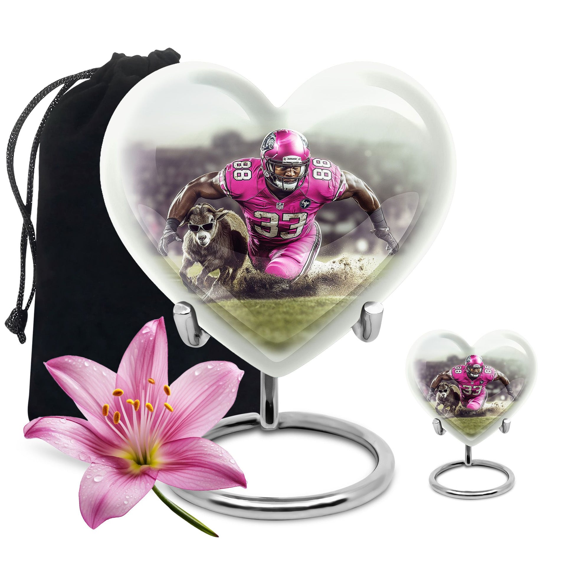 Football Theme Large Urn With 1 Keepsake Urn