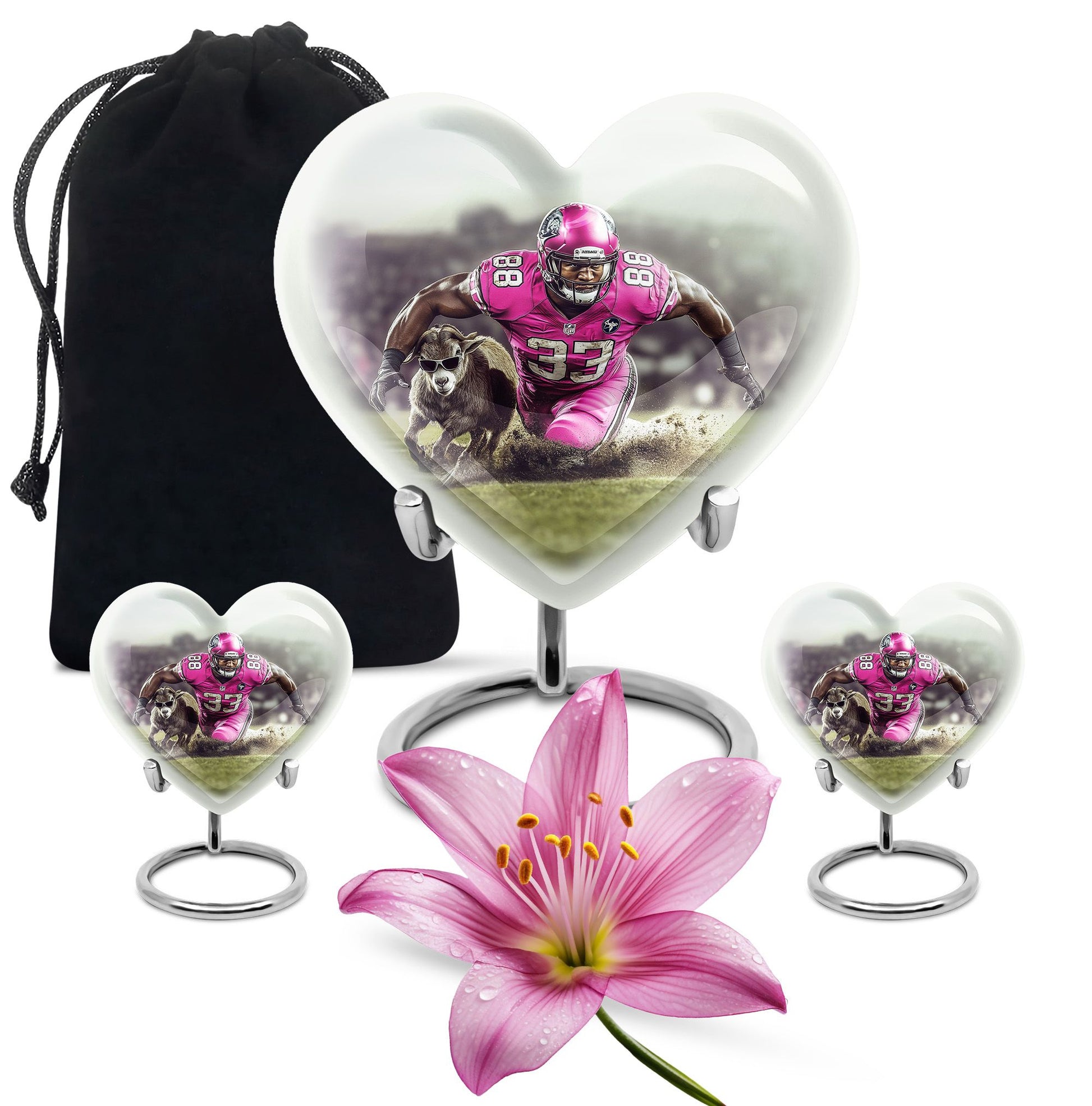 Football Theme Large Urn With 2 Keepsake Urn