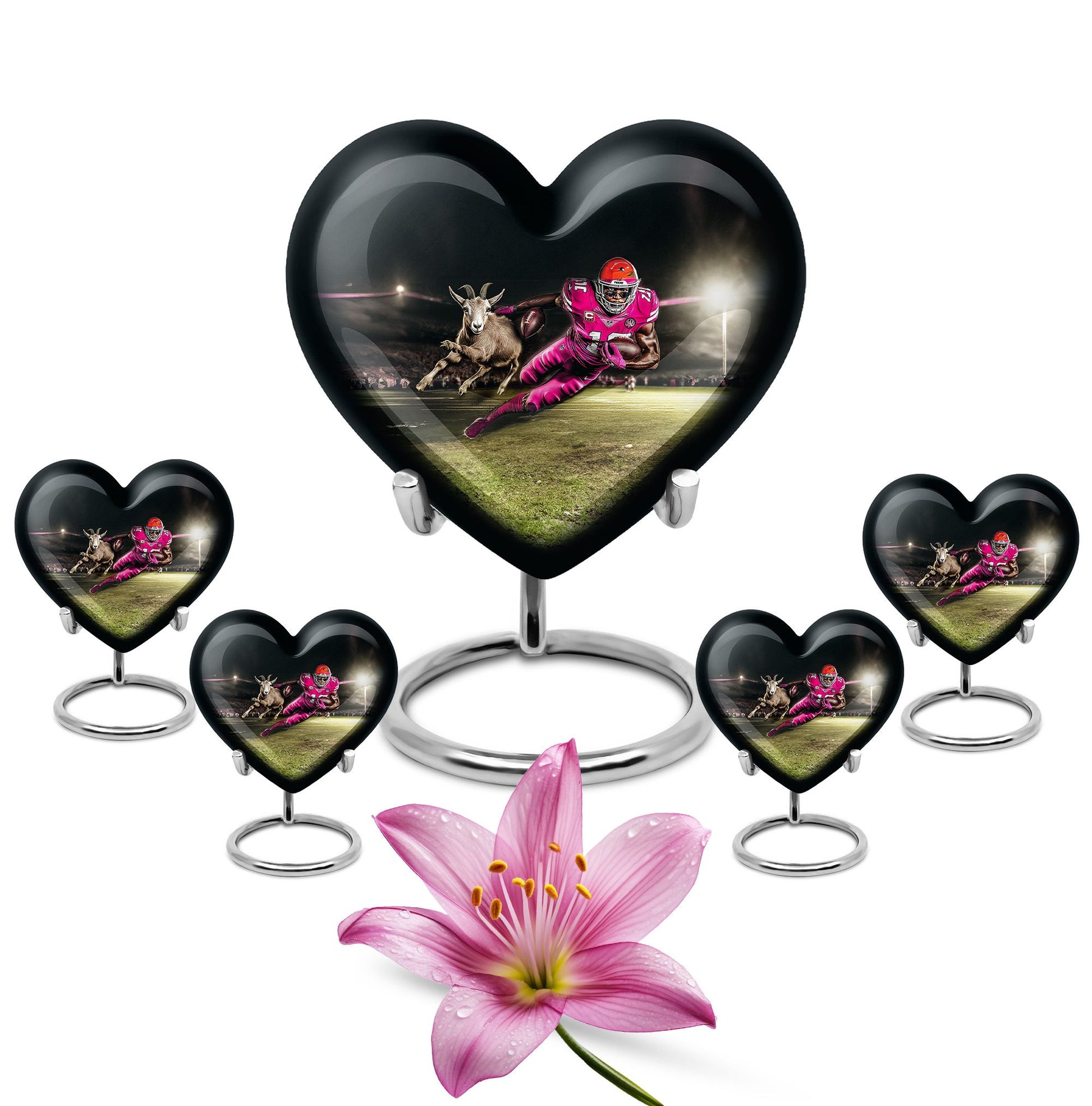 Football Theme Large Urn With 4 Keepsake Urn