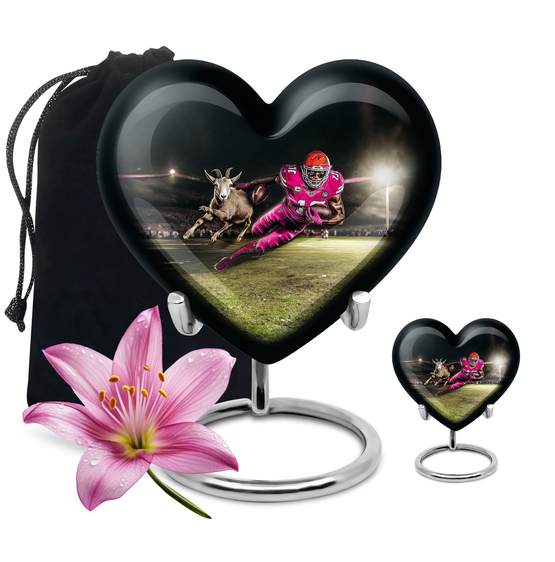 Football Theme Large Urn With 1 Keepsake Urn