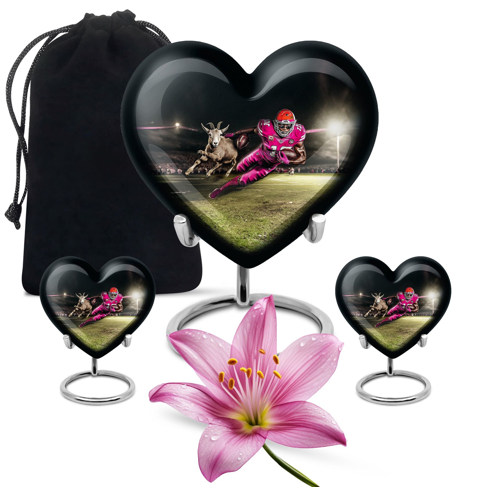 Football Theme Large Urn With 2 Keepsake Urn