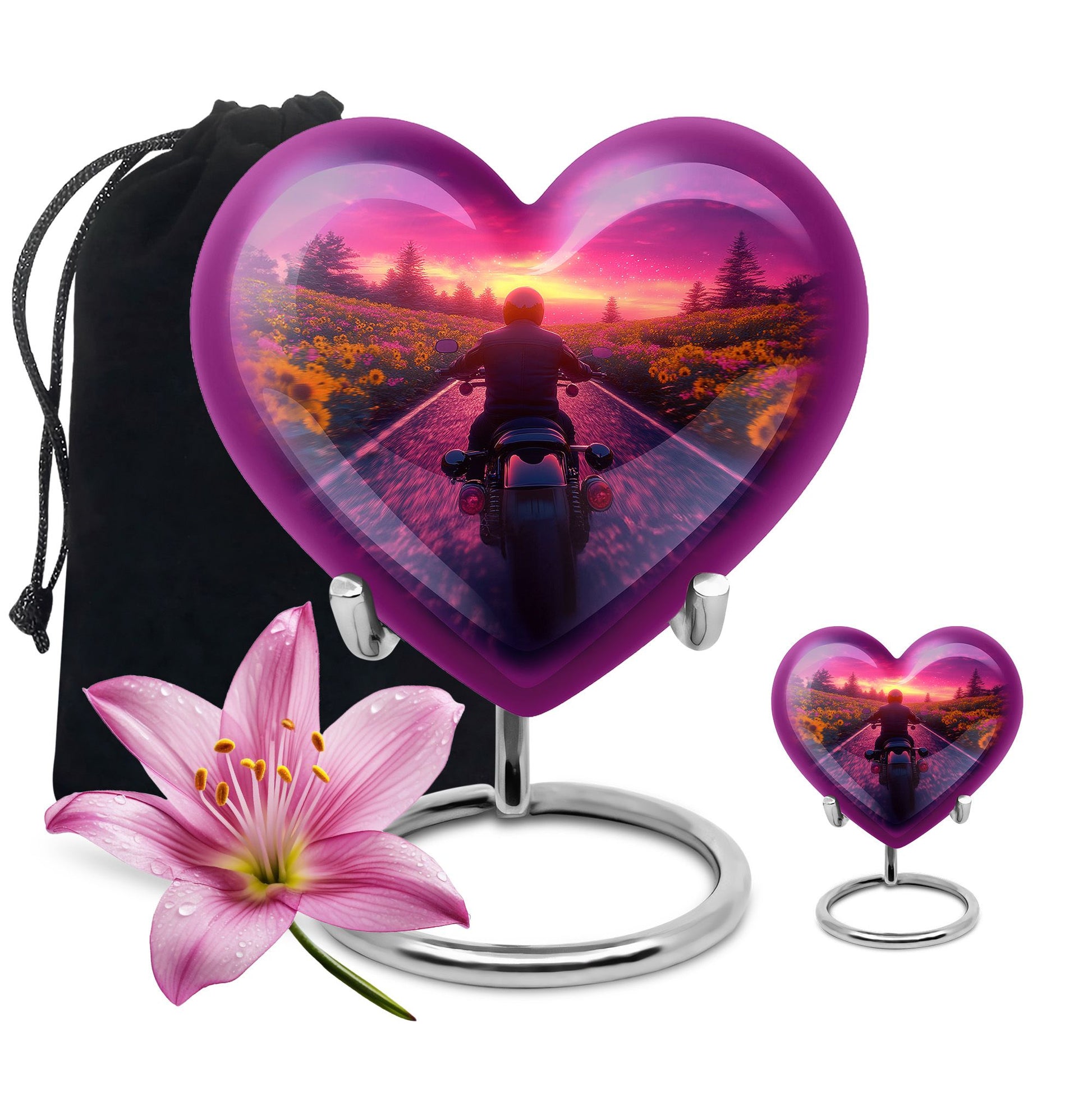 Motorbike Riders Theme Large Urn With 1 Keepsake Urn