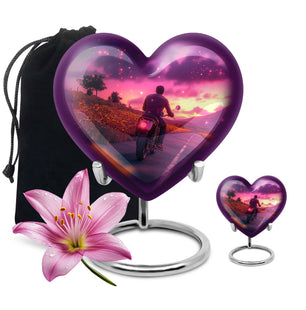Motorbike Riders Theme Large Urn With 1 Keepsake Urn