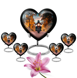 Motorbike Riders Theme Large Urn With 4 Keepsake Urn