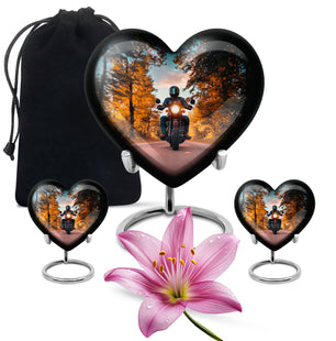 Motorbike Riders Theme Large Urn With 2 Keepsake Urn