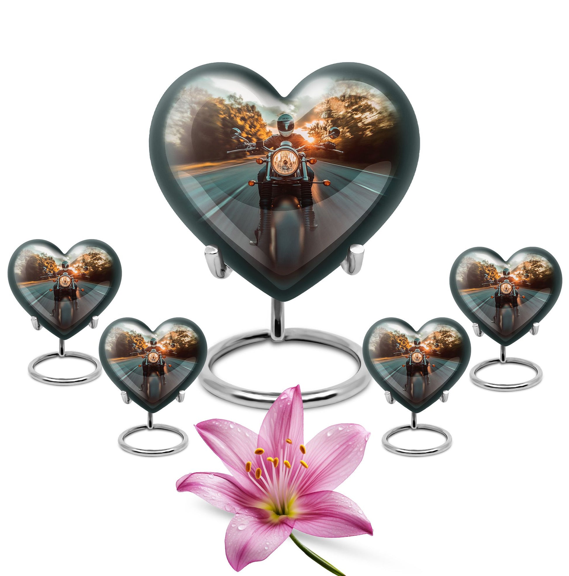 Motorbike Riders Theme Large Urn With 4 Keepsake Urn