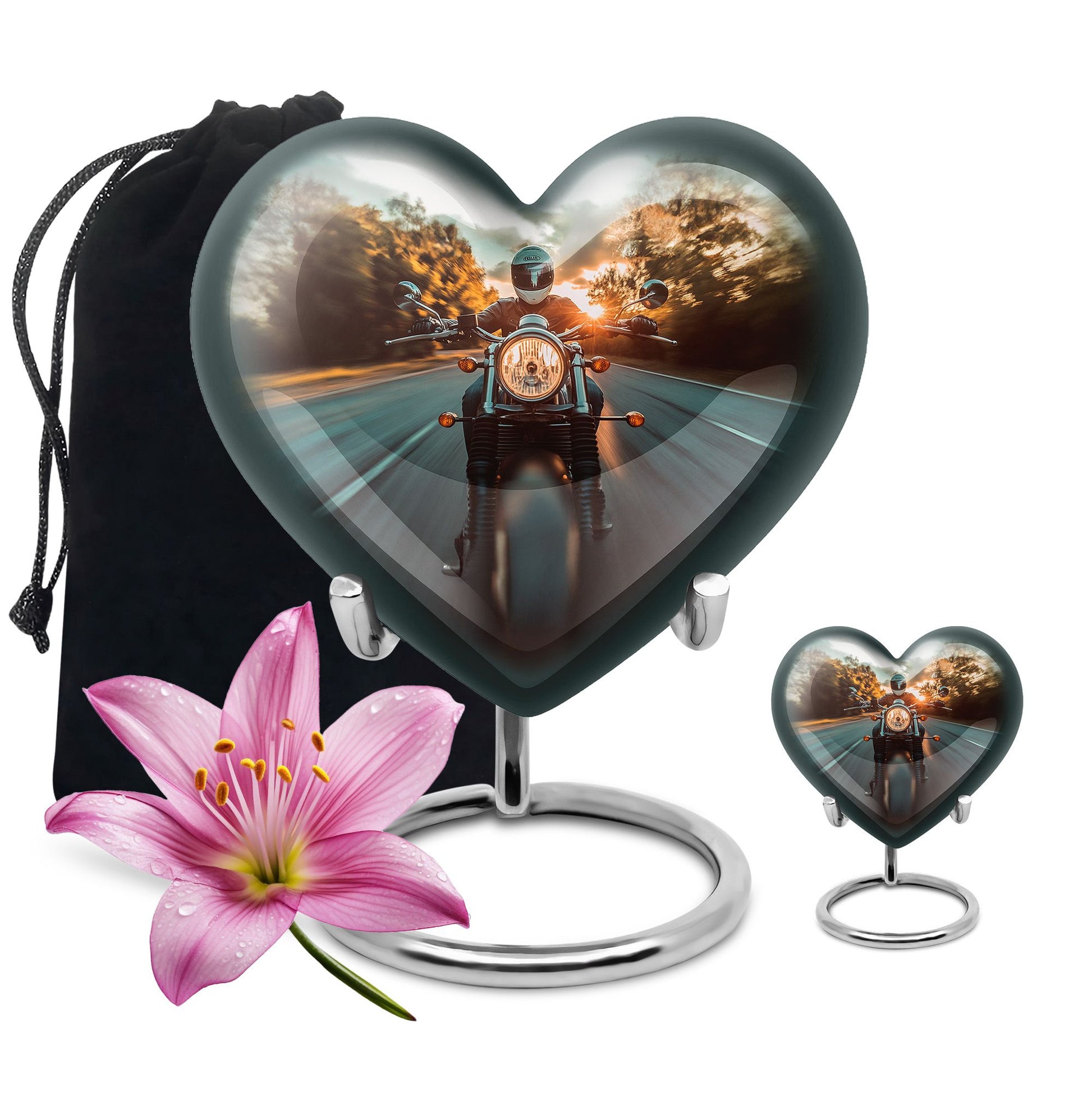Motorbike Riders Theme Large Urn With 1 Keepsake Urn