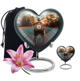 Motorbike Riders Theme Large Urn With 1 Keepsake Urn