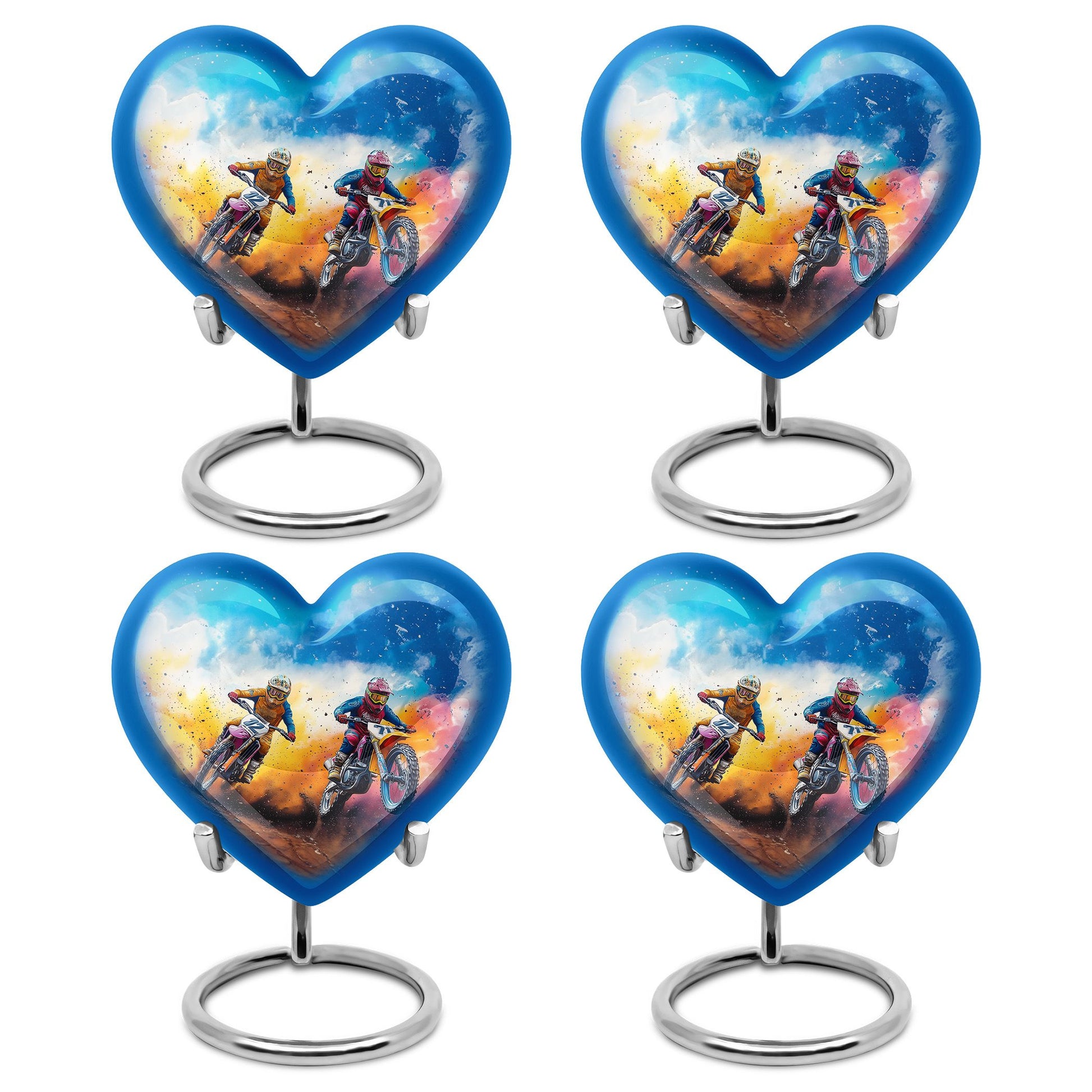 Motorbike Race Theme 3 Inch Keepsake Pack of 4