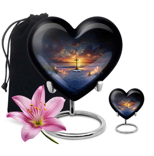 Cross Theme Large Urn With 1 Keepsake Urn