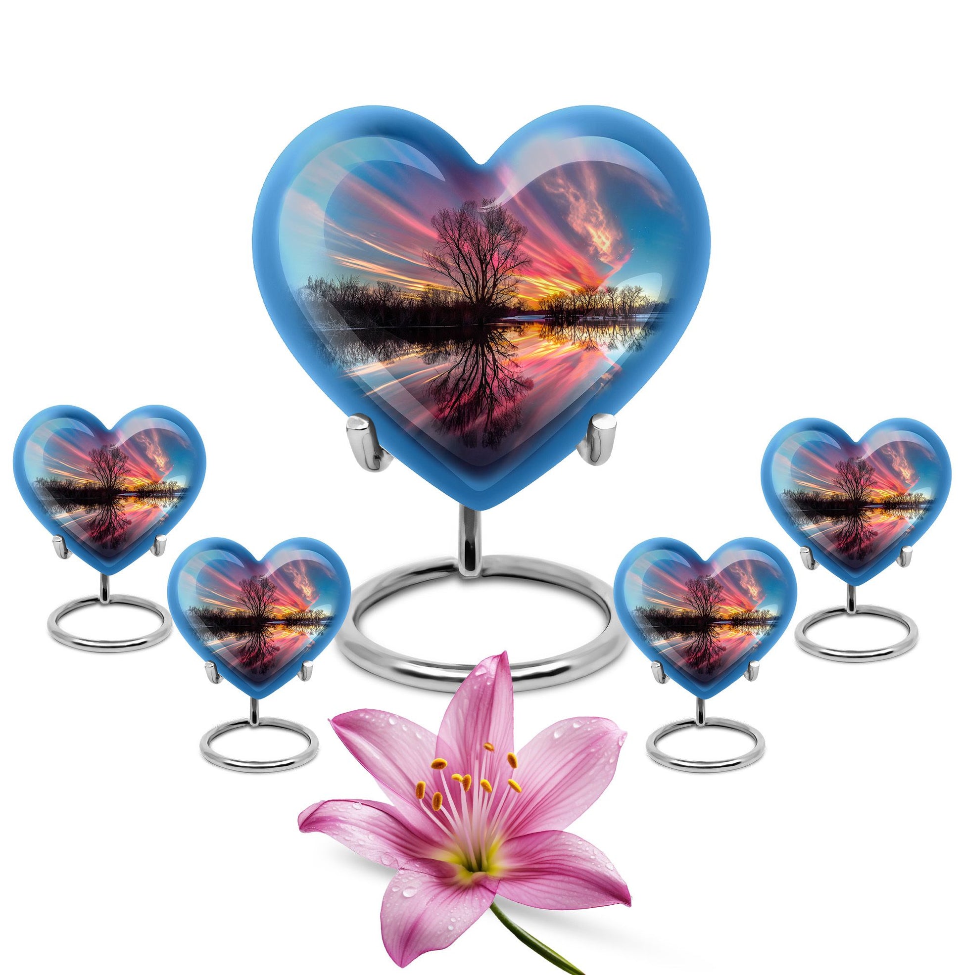 River Theme Large Urn With 4 Keepsake Urn