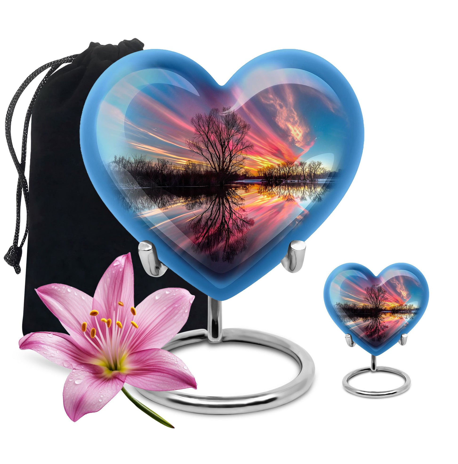 River Theme Large Urn With 1 Keepsake Urn