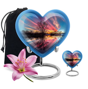 River Theme Large Urn With 1 Keepsake Urn