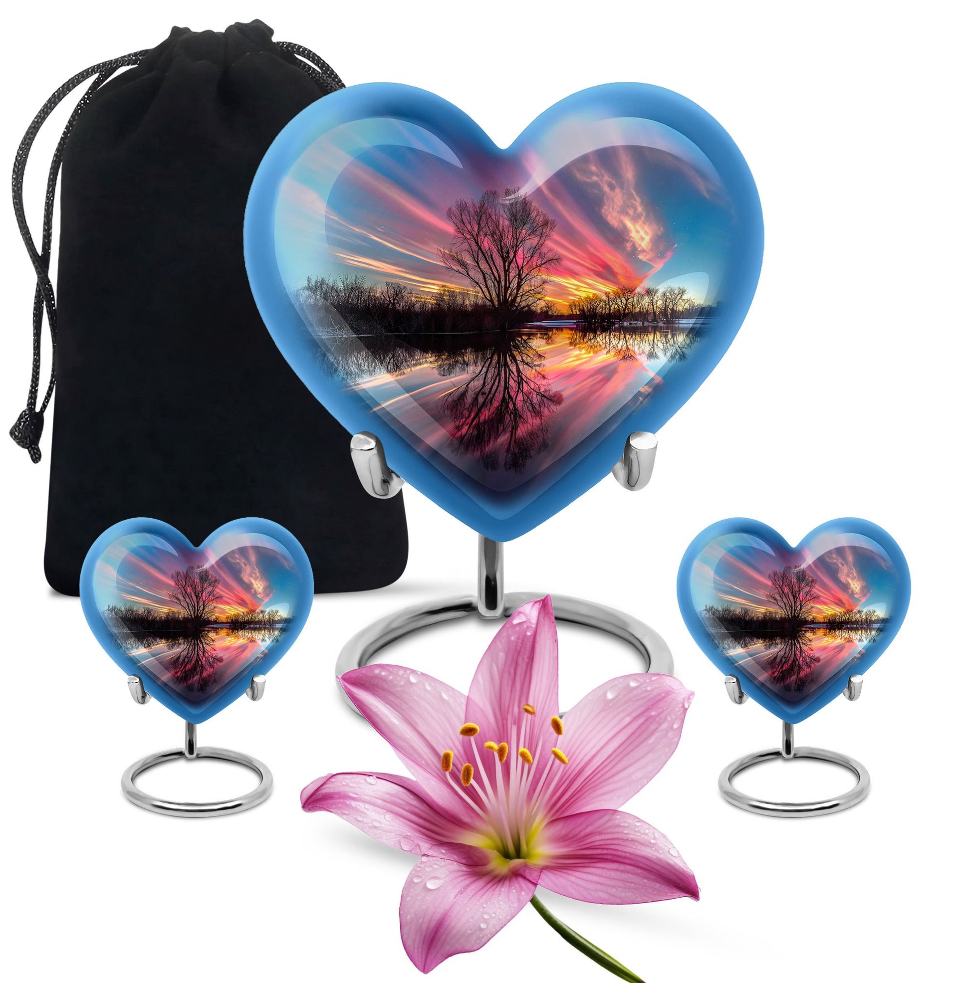 River Theme Large Urn With 2 Keepsake Urn