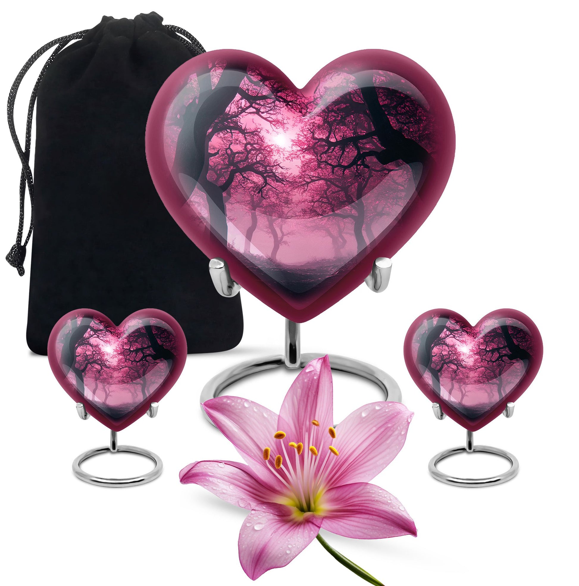 Tree Theme Large Urn With 2 Keepsake Urn