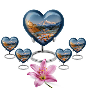 Nature Theme Large Urn With 4 Keepsake Urn