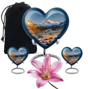 Nature Theme Large Urn With 2 Keepsake Urn