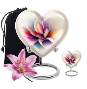 Abstract Flower Theme Large Urn With 1 Keepsake Urn