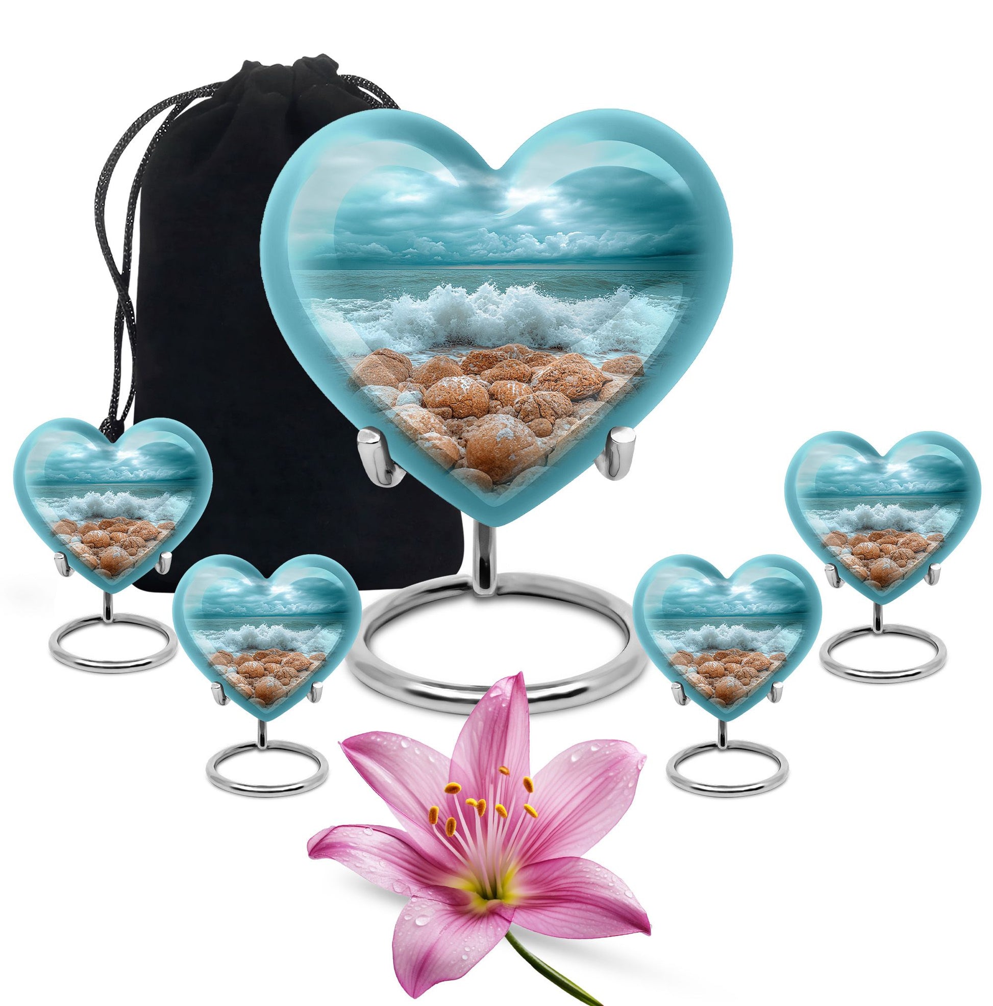 Sea Theme Large Urn With 4 Keepsake Urn